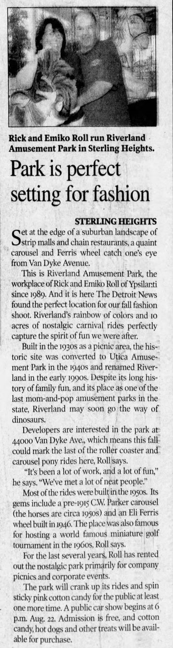 Riverland Amusement Park (Utica Amusement Park) - Aug 2003 Article (newer photo)